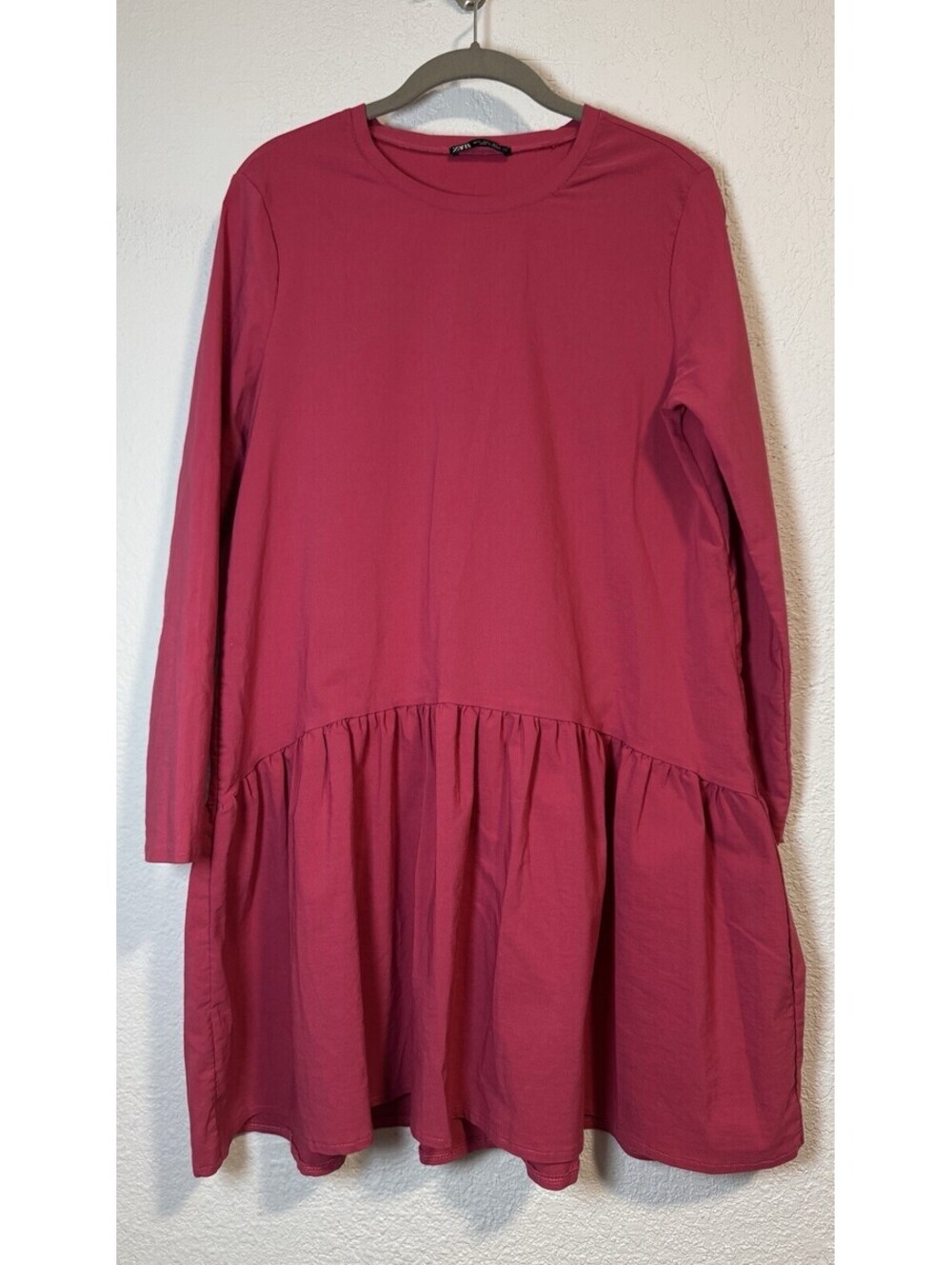 Zara Womens Collection Red Ruffle Hem Mini Dress Size Small